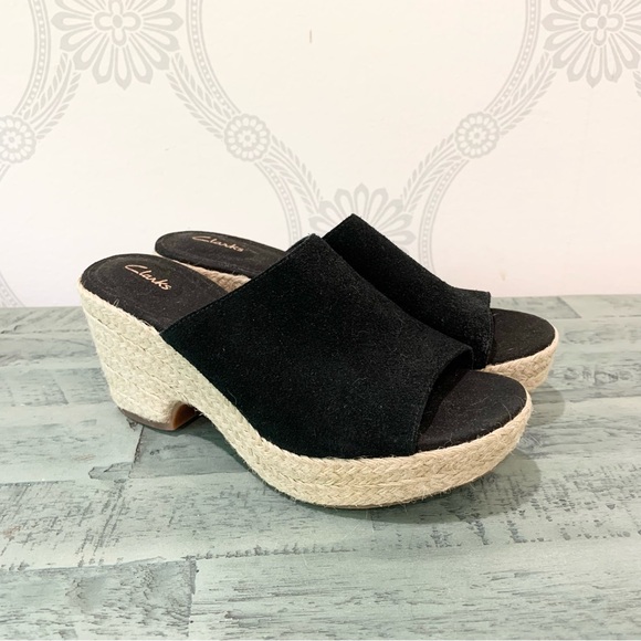 SOLD NEW Clarks Sandals Espadrille Slide Black 6.5 - Picture 4 of 15